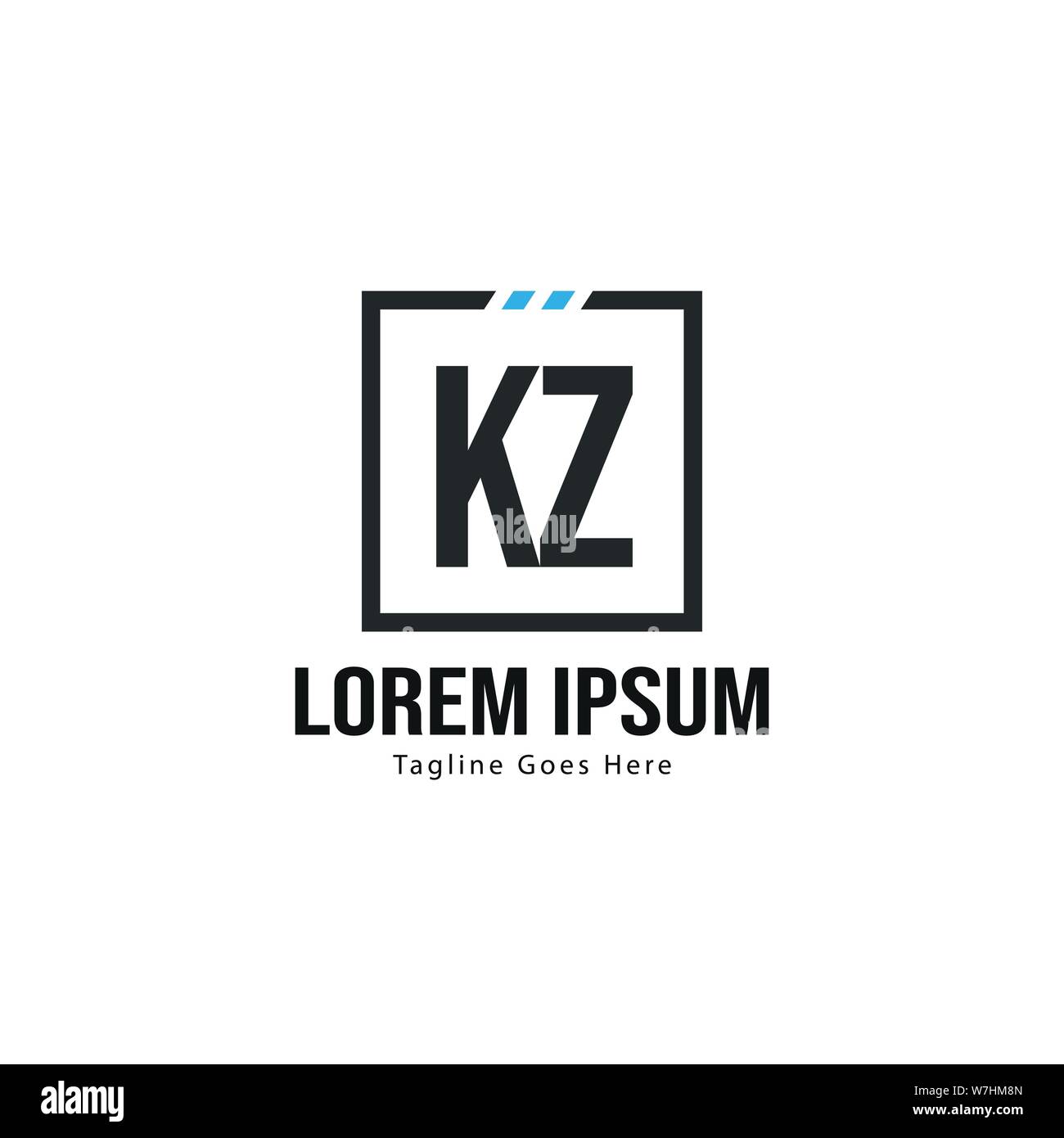 Initial KZ logo template with modern frame. Minimalist KZ letter logo ...