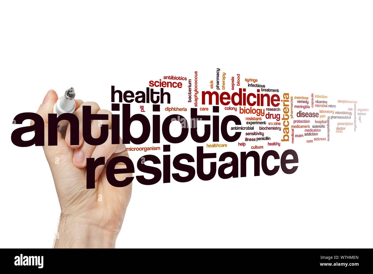 Antibiotic resistance word cloud concept Stock Photo