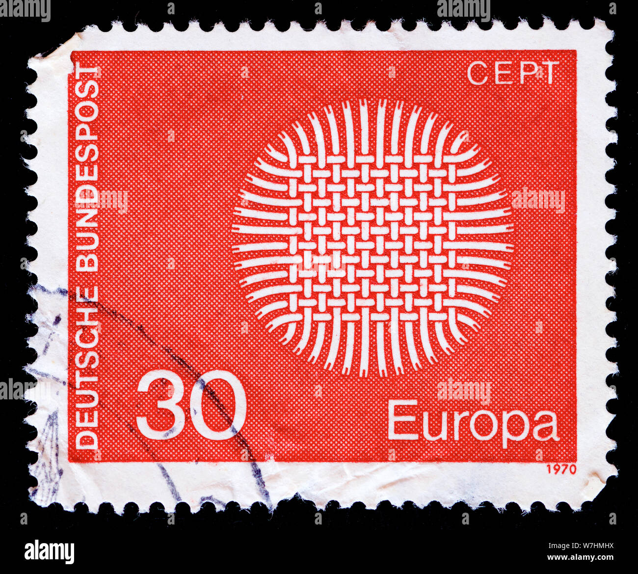 West Germany Postage Stamp - Europa (C.E.P.T.) 1970 - Flaming Sun Stock Photo
