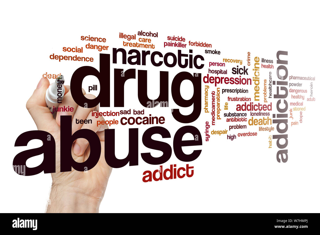 Drug abuse word cloud concept Stock Photo
