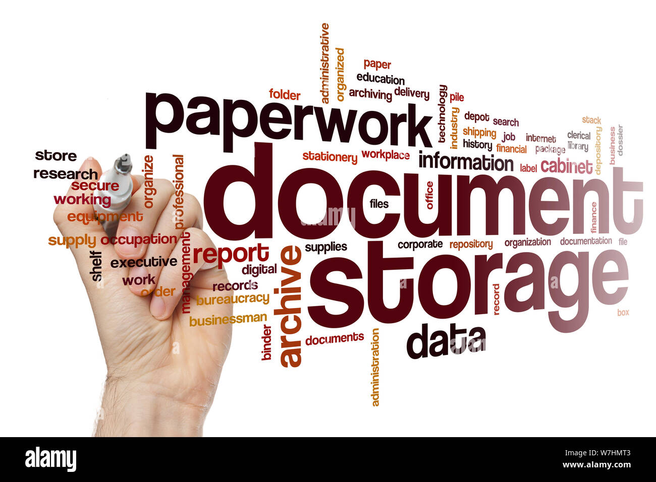 Document storage word cloud Stock Photo Alamy
