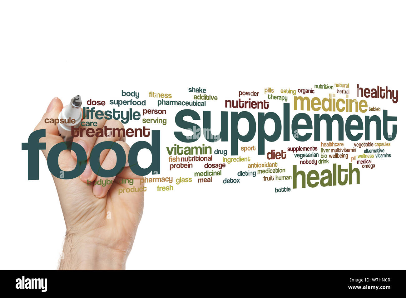 Food supplement word cloud concept Stock Photo Alamy