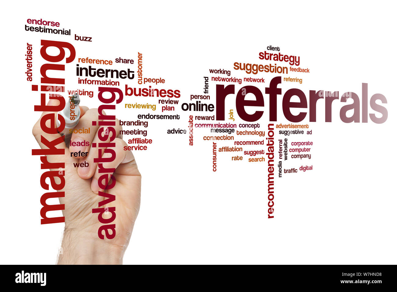 Referrals word cloud concept Stock Photo