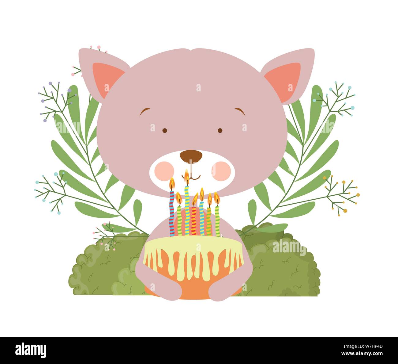 Birthday cake cute cat Stock Vector Images - Alamy
