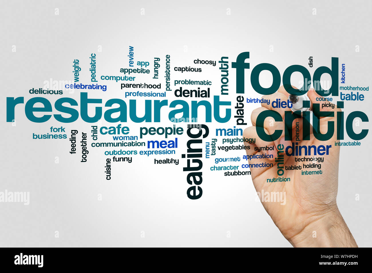 Food critic word cloud concept Stock Photo Alamy