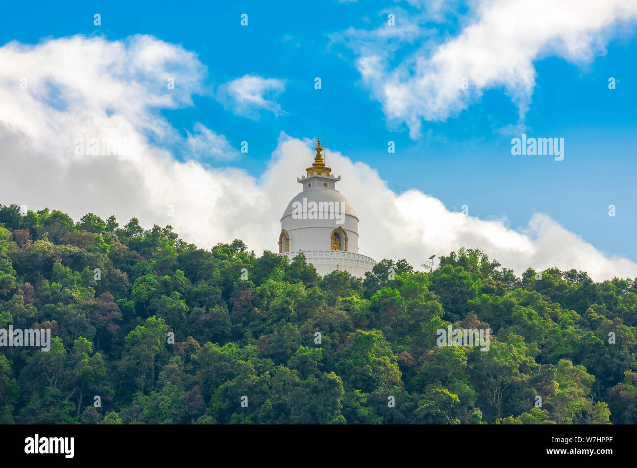 World Peace Pagoda,Peace Pagoda is a Buddhist Stupa  a monument to inspire peace, designed to provide a focus for people of all races and creeds,View Stock Photo