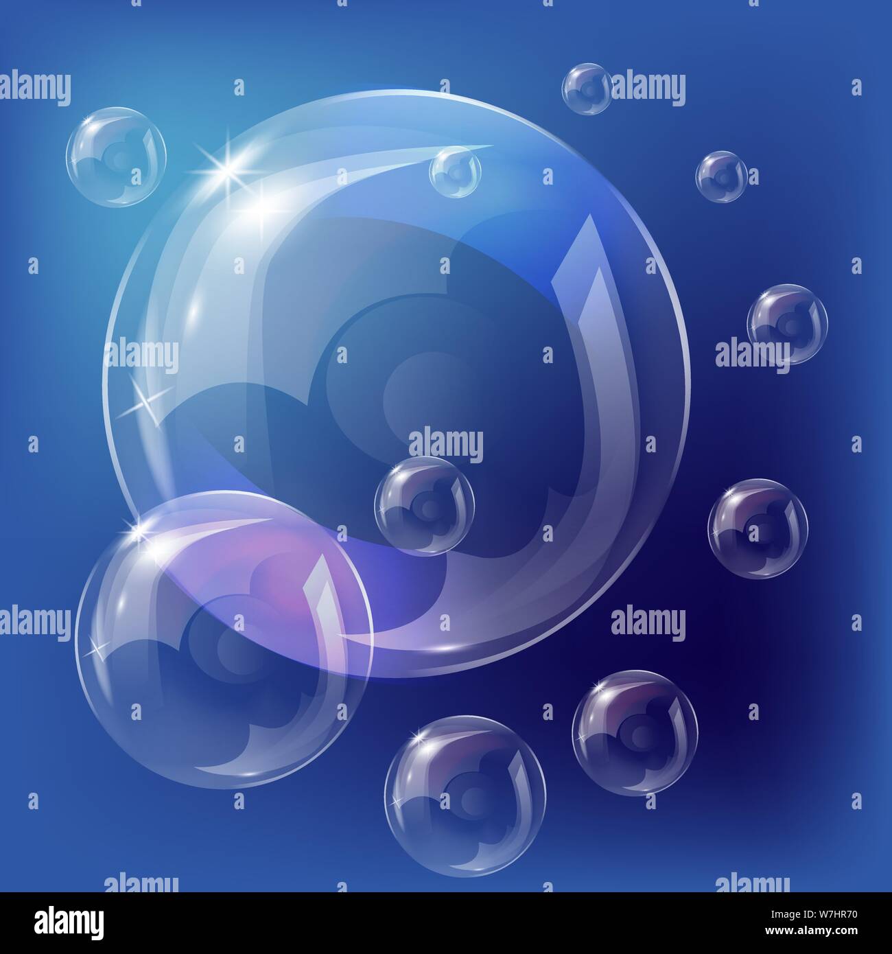 Realistic Soap Bubbles with Rainbow reflection Set isolated. Vector ...