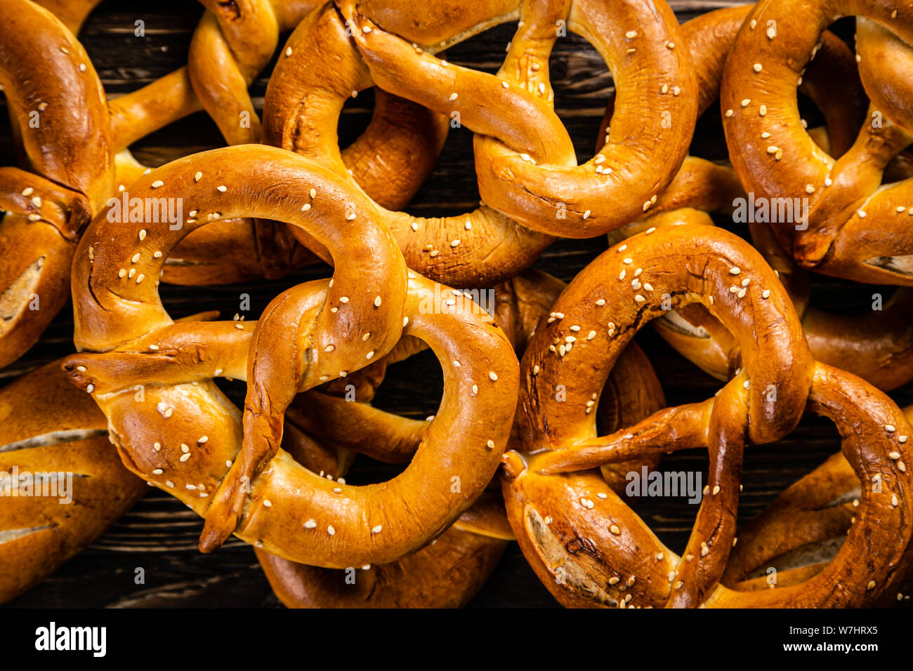 October fest concept - traditional food pretzels Stock Photo
