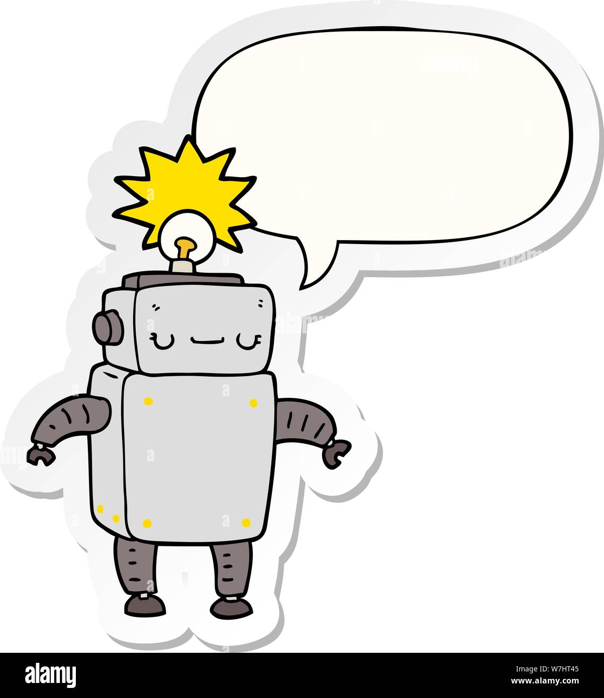 cartoon robot with speech bubble sticker Stock Vector Image & Art - Alamy