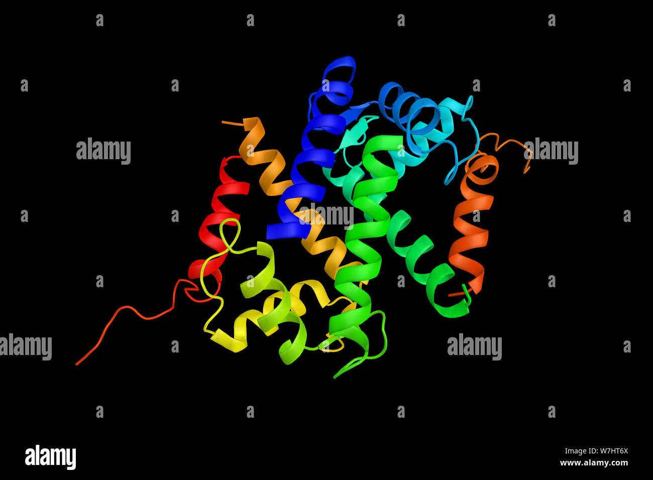 Serine/threonine-protein kinase 38, an enzyme that in humans is encoded by the STK38 gene. 3d rendering. Stock Photo