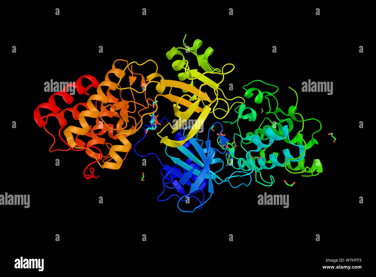 Mitogen-activated protein kinase kinase kinase 14, an enzyme and a critical kinase of the alternative NF-kappaB activation pathway. 3d rendering. Stock Photo
