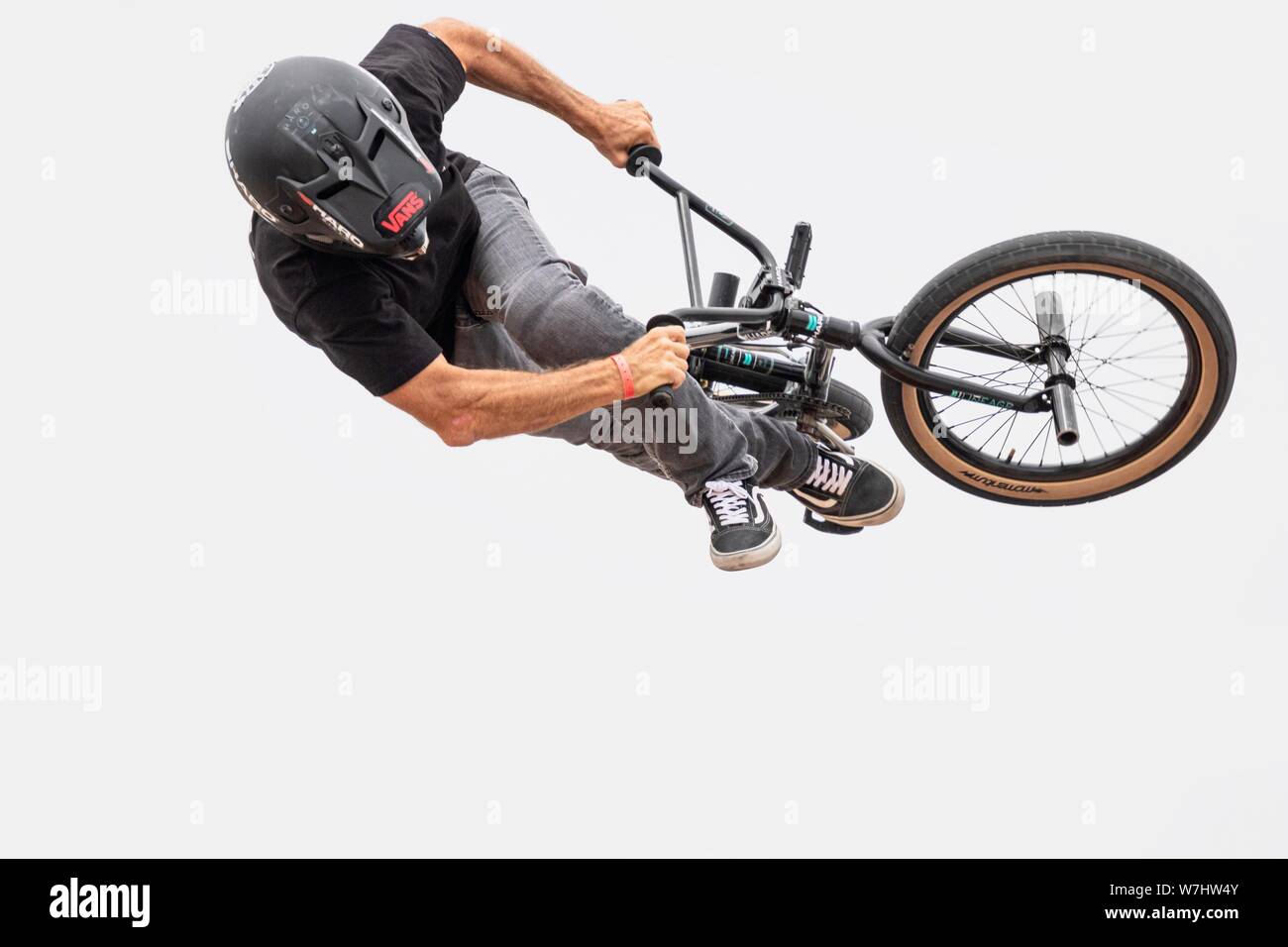 Professional BMX bike rider getting air Stock Photo