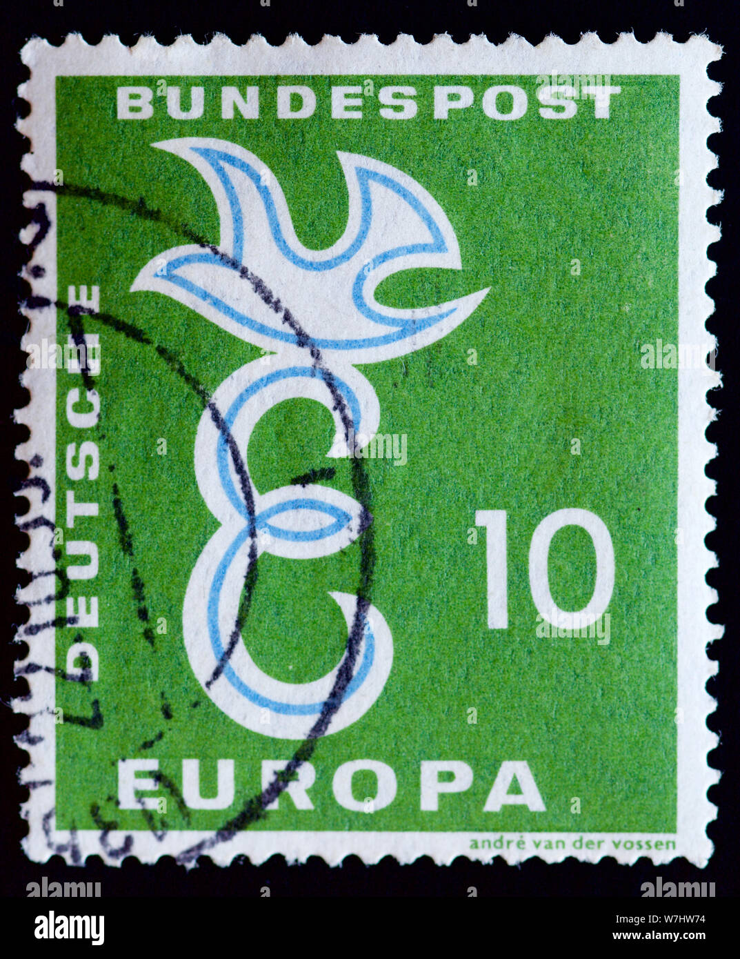 West Germany Postage Stamp -     Europa (C.E.P.T.) 1958 - Dove Stock Photo