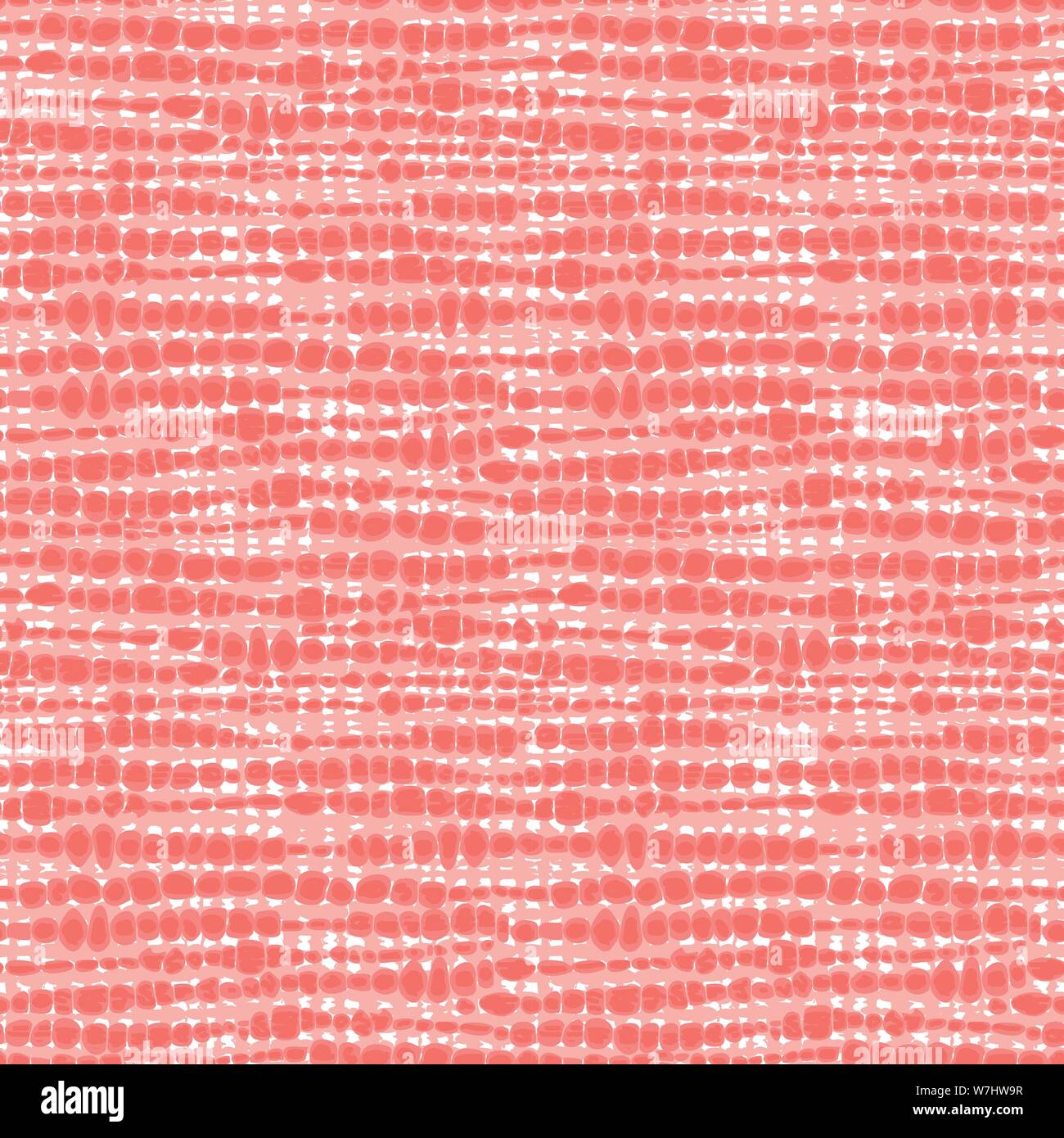 Vector coral pink seamless fabric texture. Canvas for embroidery. Suitable for textile, gift wrap and wallpaper. Stock Vector