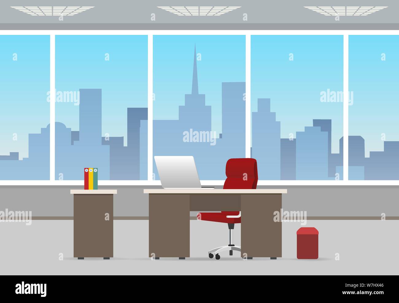 Office room business interior. Home or corporate offices workstation