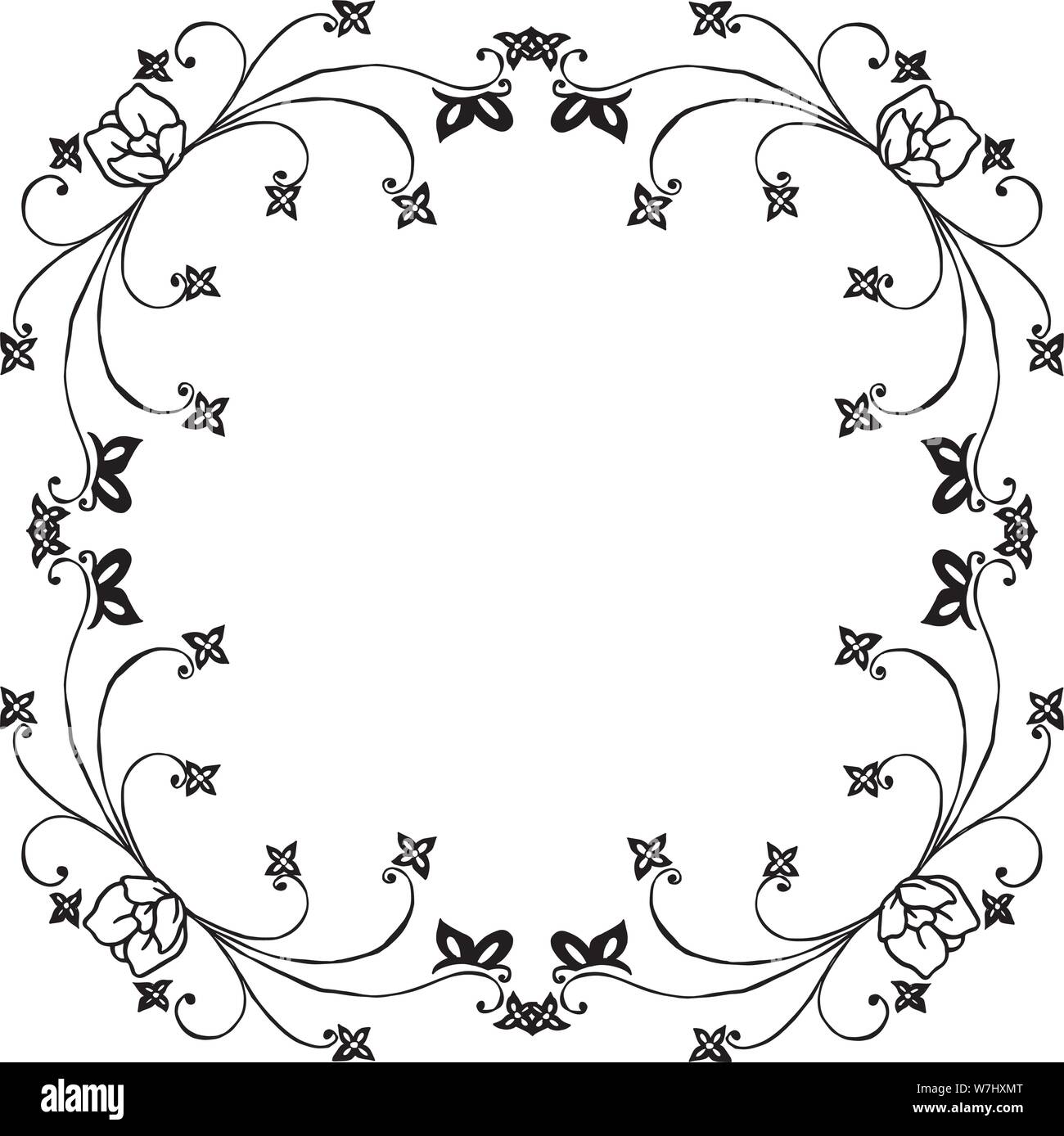 Design element for invitation card, greeting card, with flower frame black  white, isolated on white background. Vector illustration Stock Vector Image  & Art - Alamy