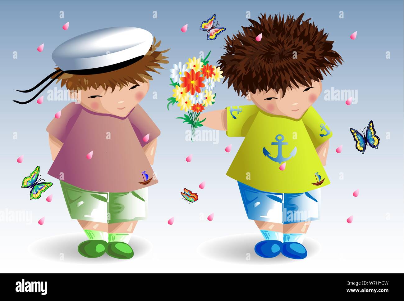 Gay couple. The guy gives flowers to his boyfriend. Love of two young men.  Homosexual love. Family of gays. LGBT pair Stock Vector Image & Art - Alamy