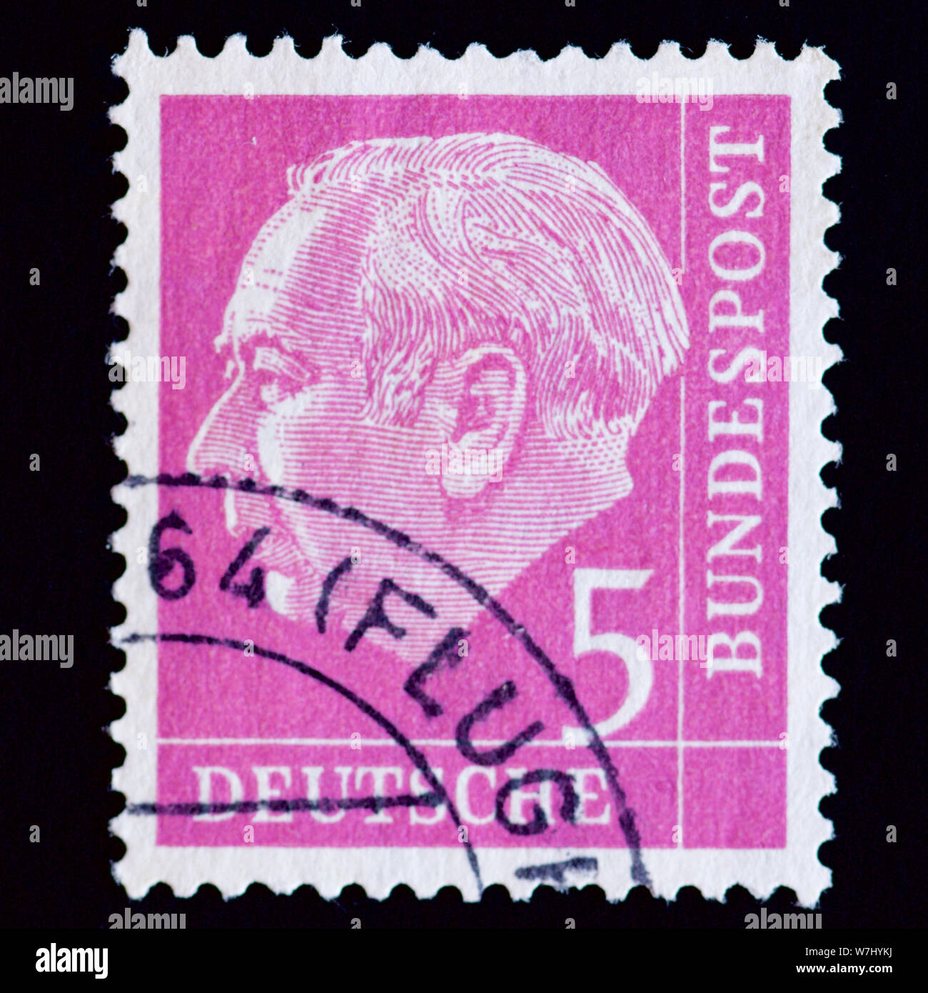 West Germany Postage Stamp - Prof. Dr. Theodor Heuss (1884-1963), 1st German President Stock Photo