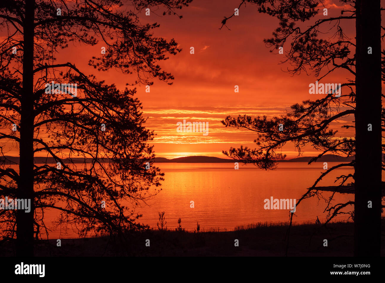 Midnight sun at the polar circle Stock Photo Alamy