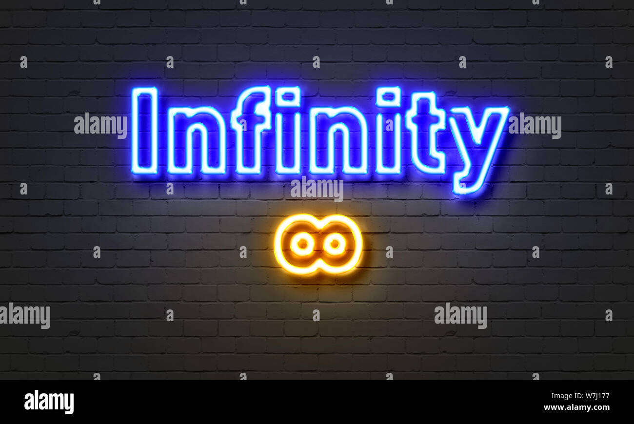 Infinity neon sign on brick wall background Stock Photo - Alamy