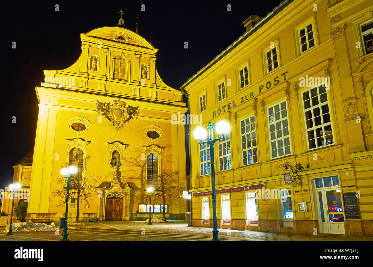BAD ISCHL, AUSTRIA FEBRUARY 20, 2019 The facade of historical St