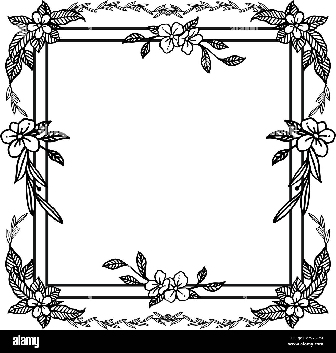 Simple leaf flower frame, with place for your text. Vector illustration  Stock Vector Image & Art - Alamy