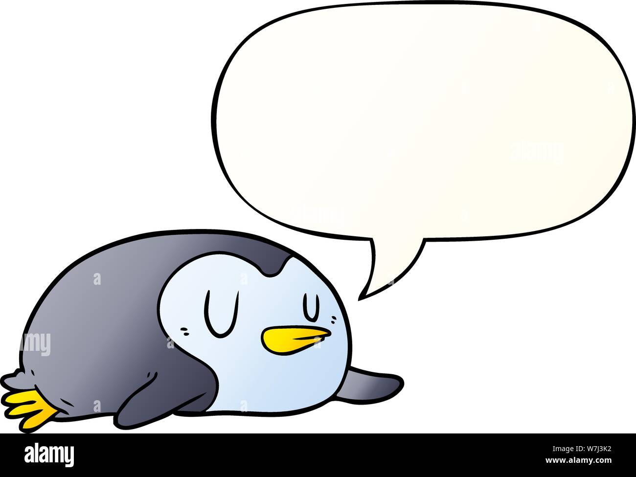 cartoon penguin with speech bubble in smooth gradient style Stock Vector
