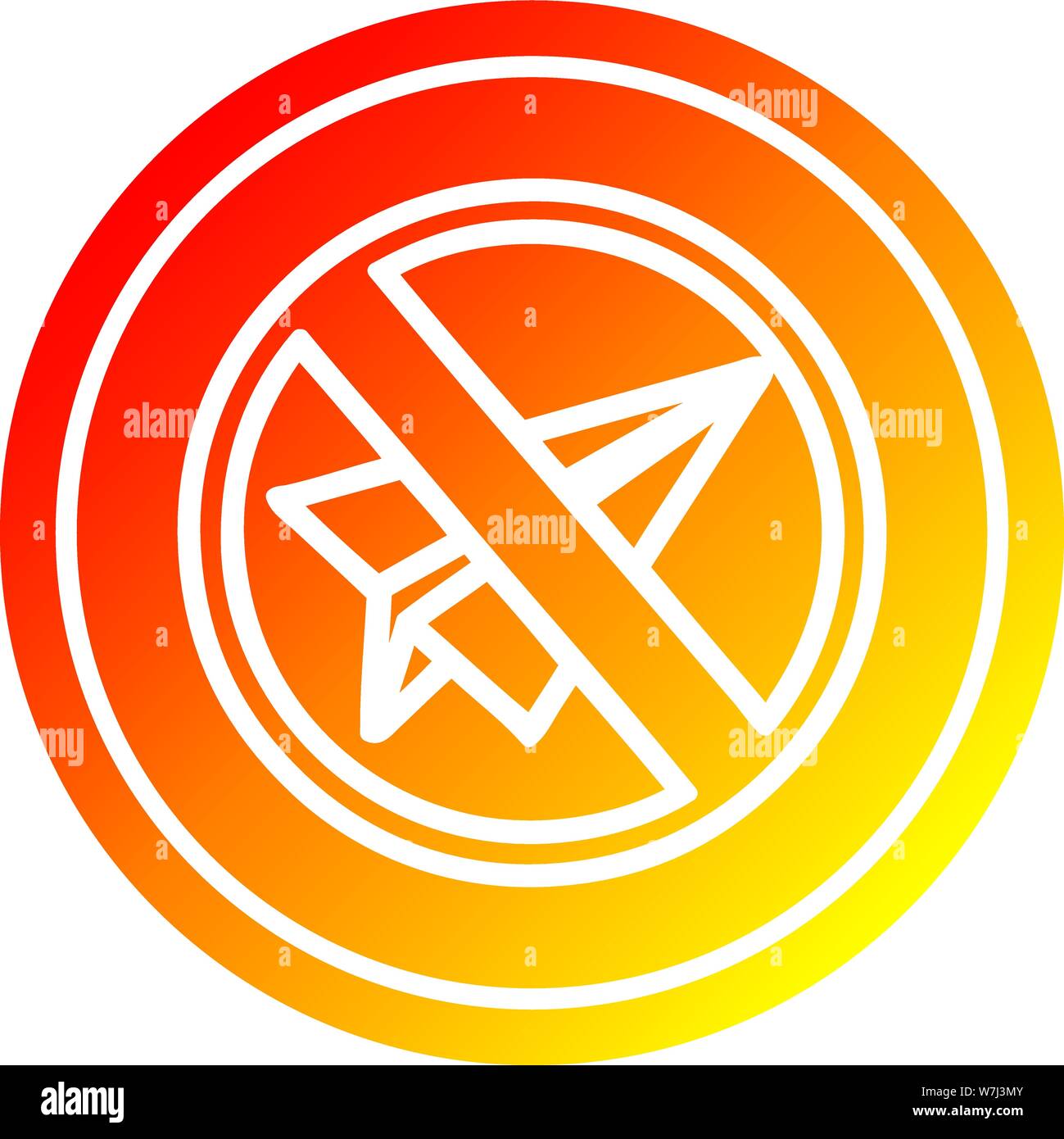 paper plane ban circular icon with warm gradient finish Stock Vector ...