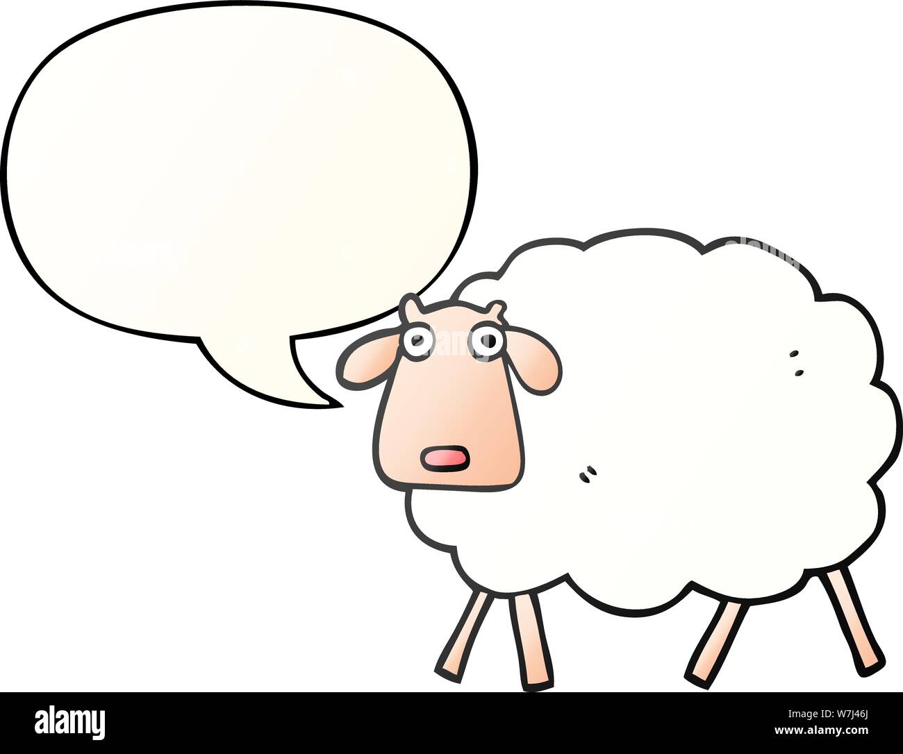 cartoon sheep with speech bubble in smooth gradient style Stock Vector