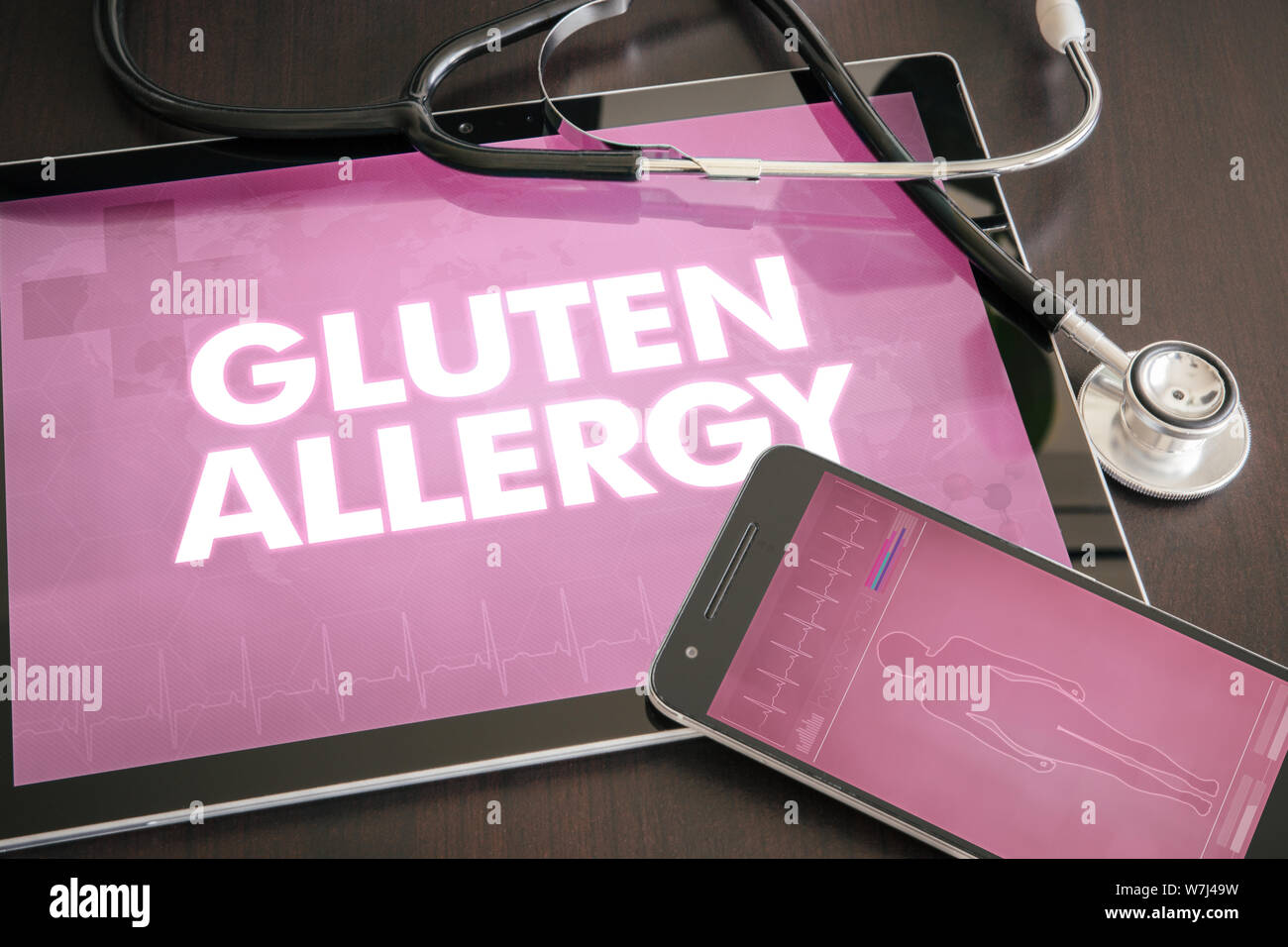 Gluten allergy (gastrointestinal disease) diagnosis medical concept on
