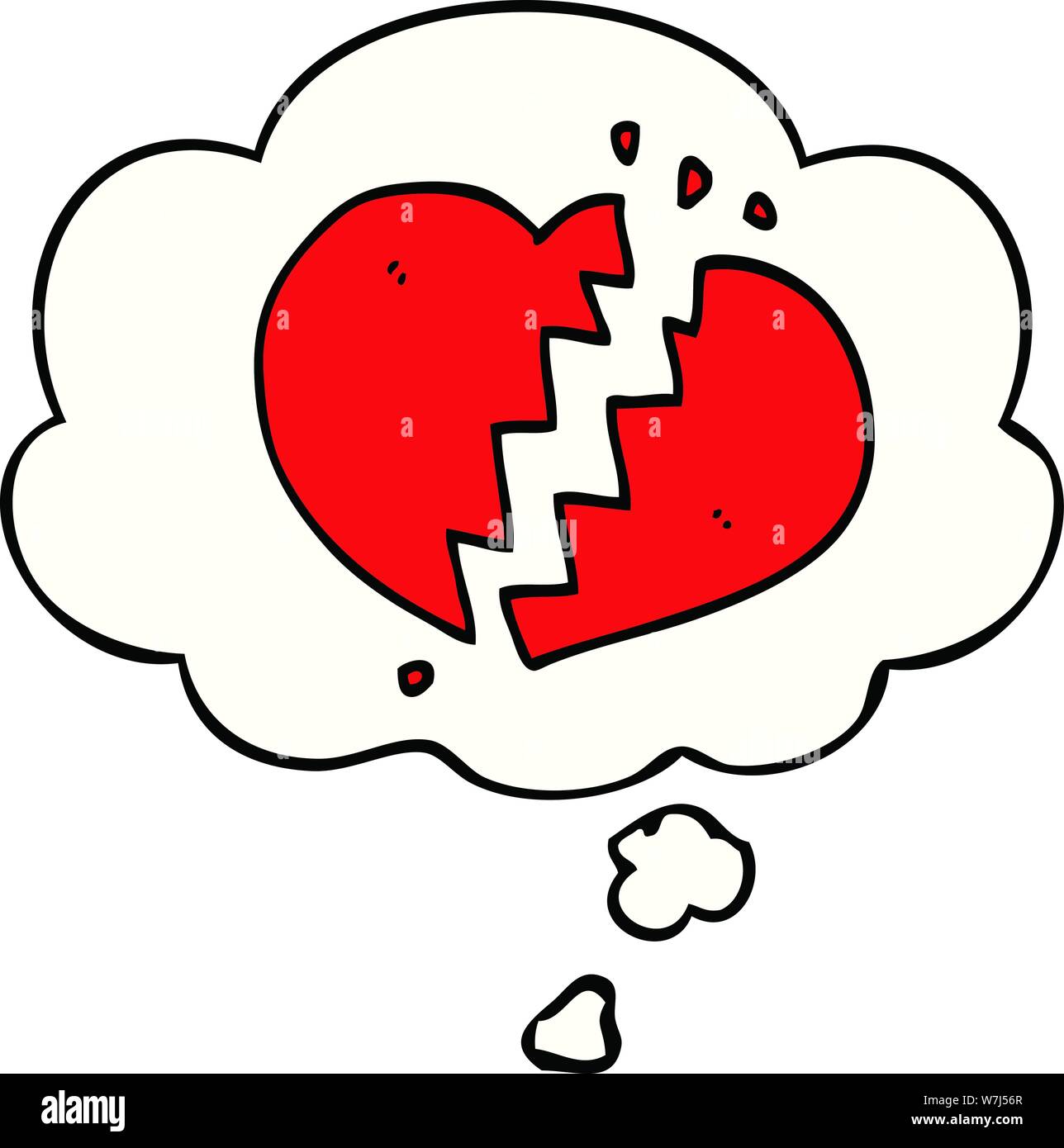 cartoon broken heart with thought bubble Stock Vector Image & Art - Alamy