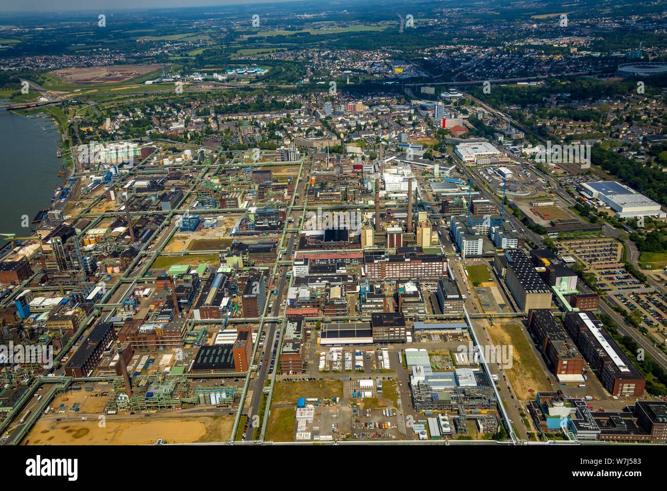 Aerial View Bayer Leverkusen Chempark Leverkusen In The Rhine River A Chemical Plant Leverkusen North Rhine Westphalia Germany Stock Photo Alamy
