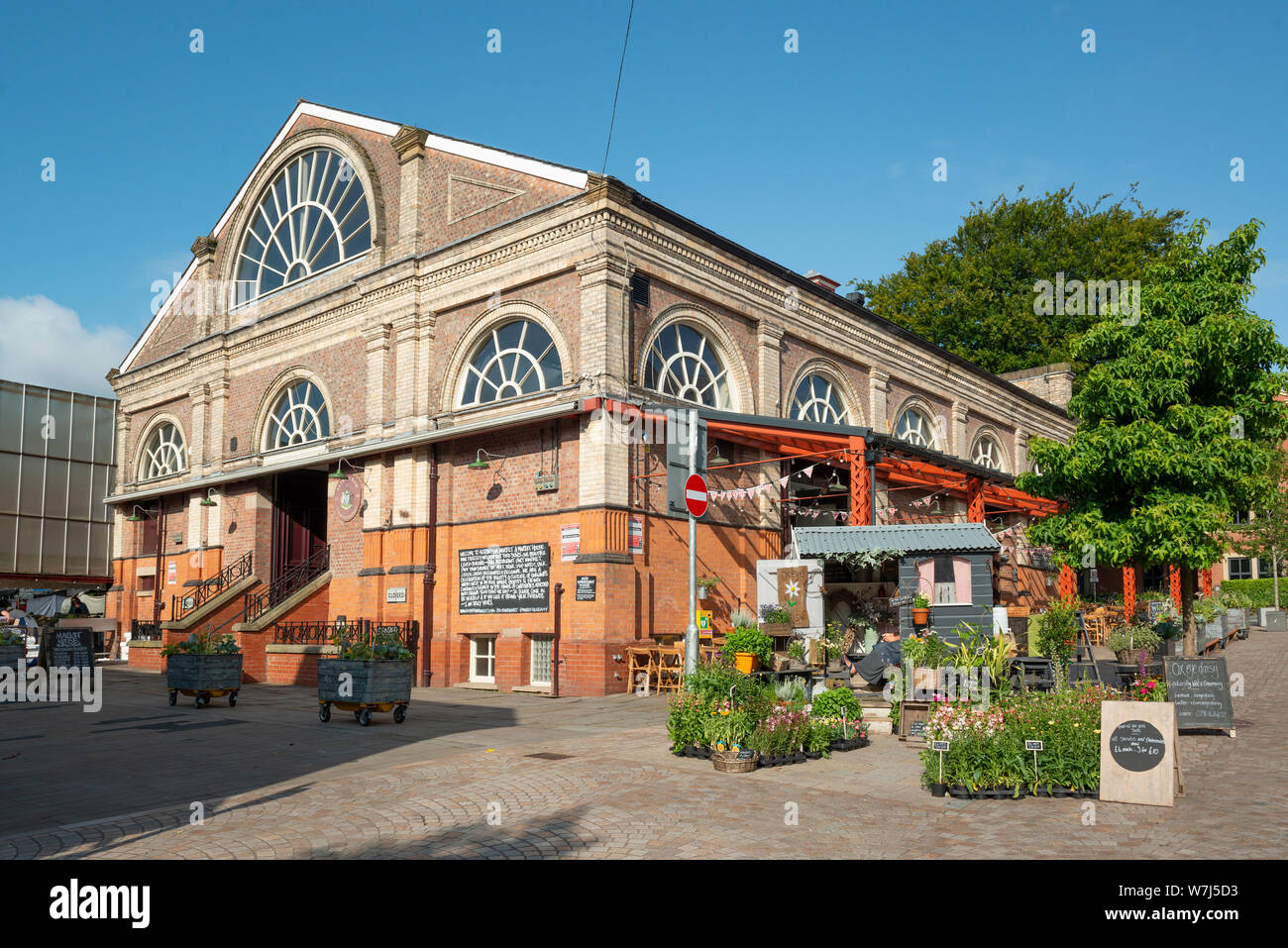 An external view of Altrincham Market House on a sunny day. Stock Photo