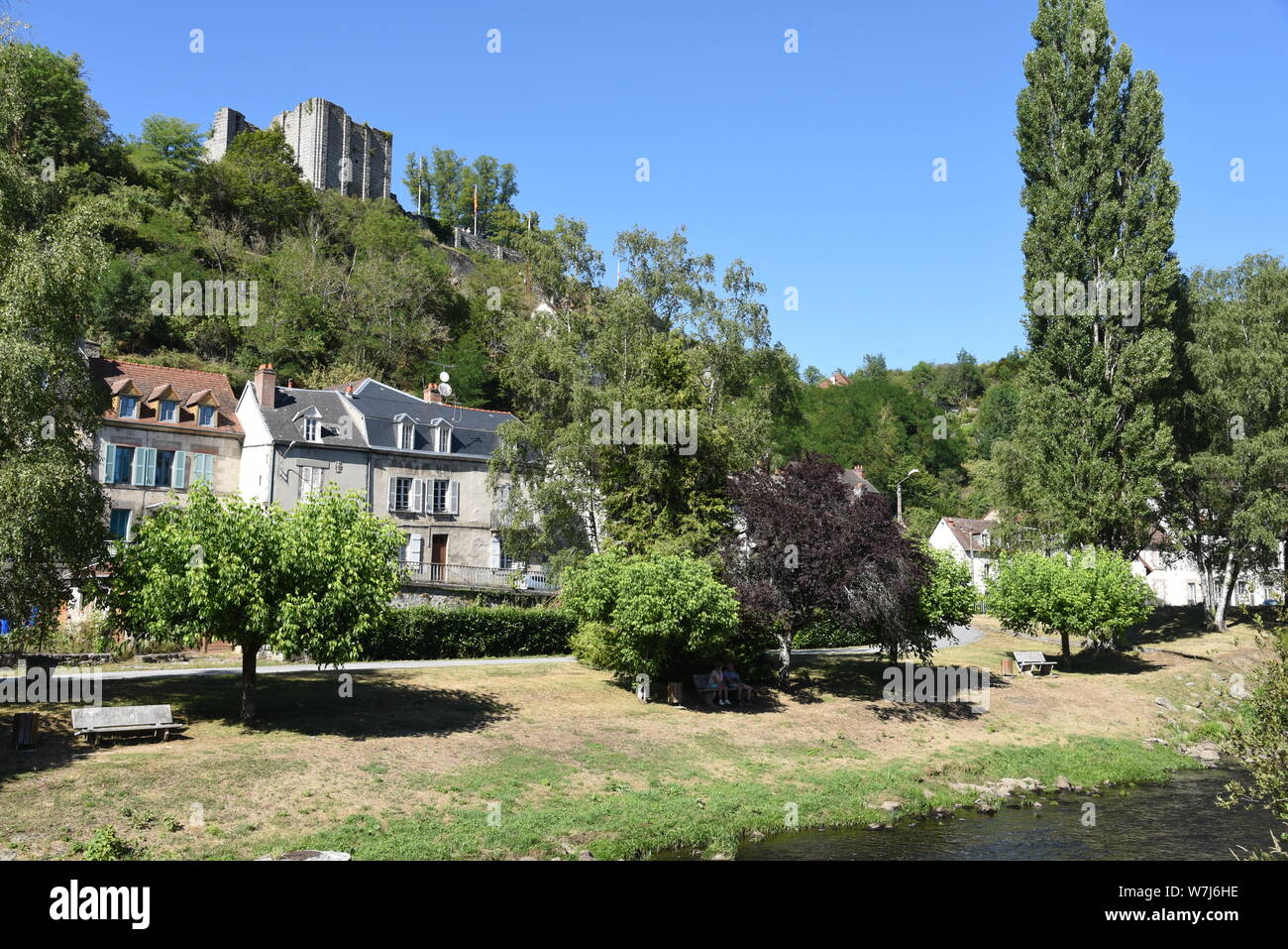 The tapestry capital of Aubusson on the River Creuse, Nouvelle-Aquitaine, France Stock Photo