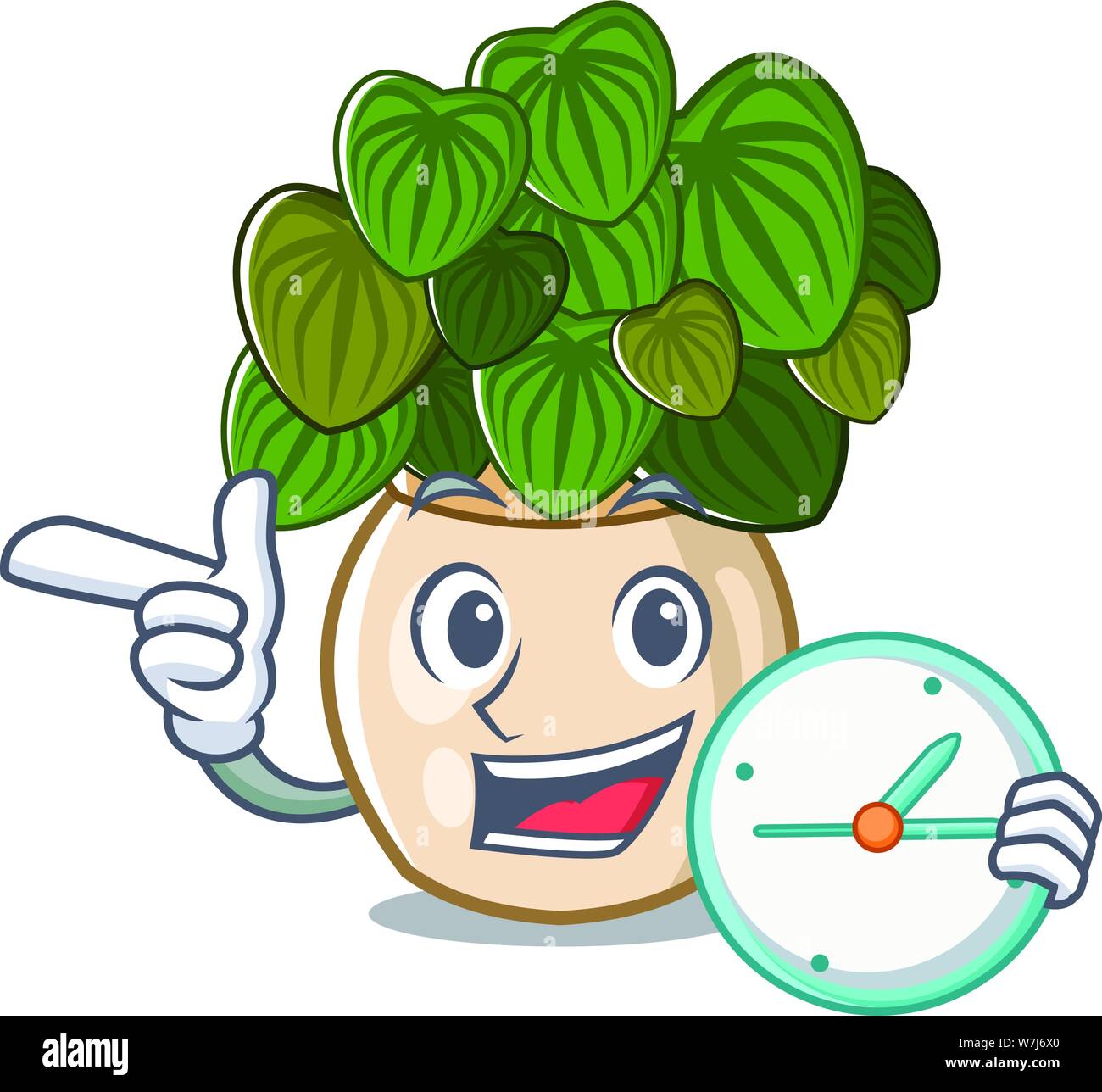 With clock peperomia isolated within in the character Stock Vector