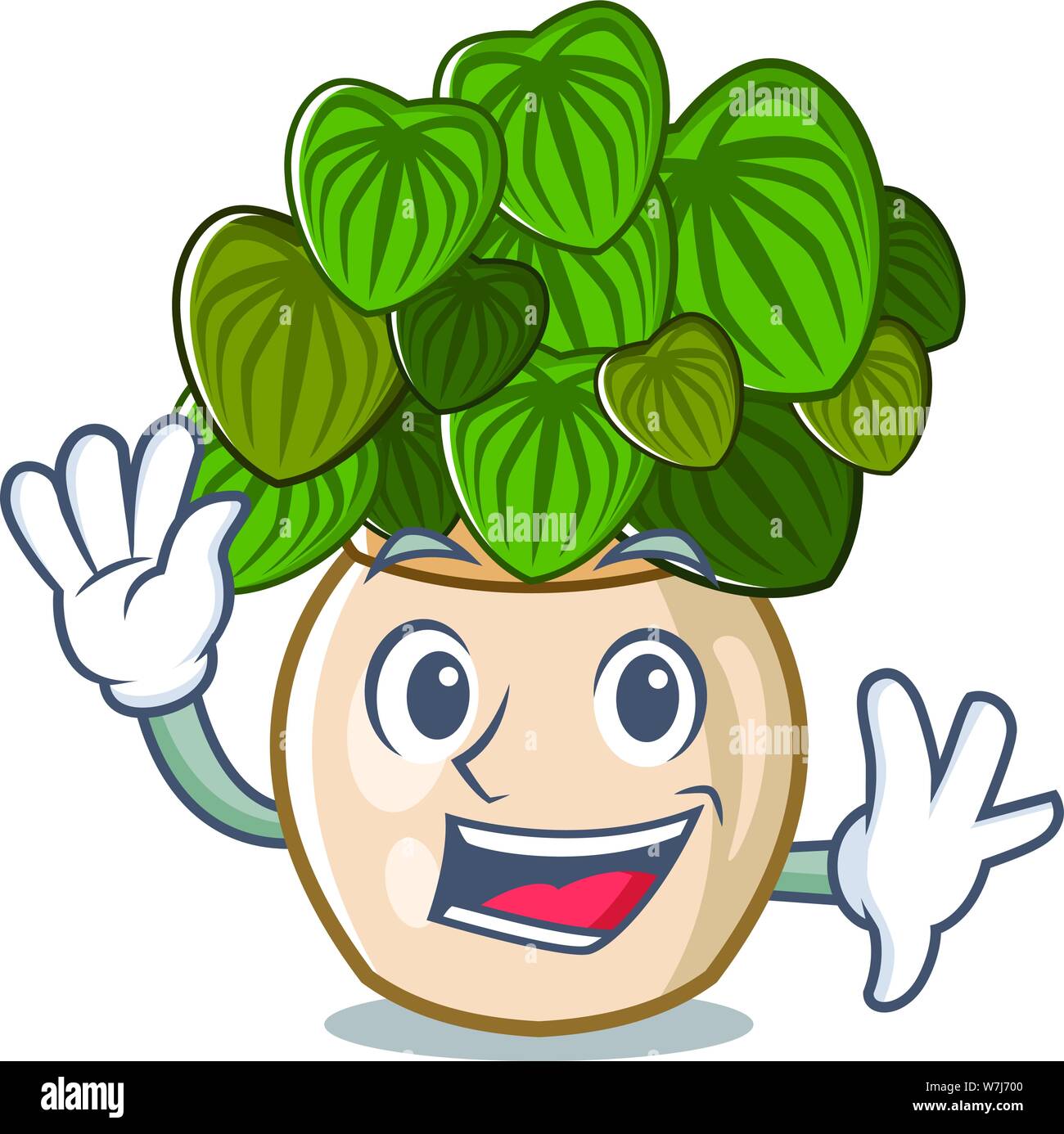 Waving peperomia isolated within in the character Stock Vector