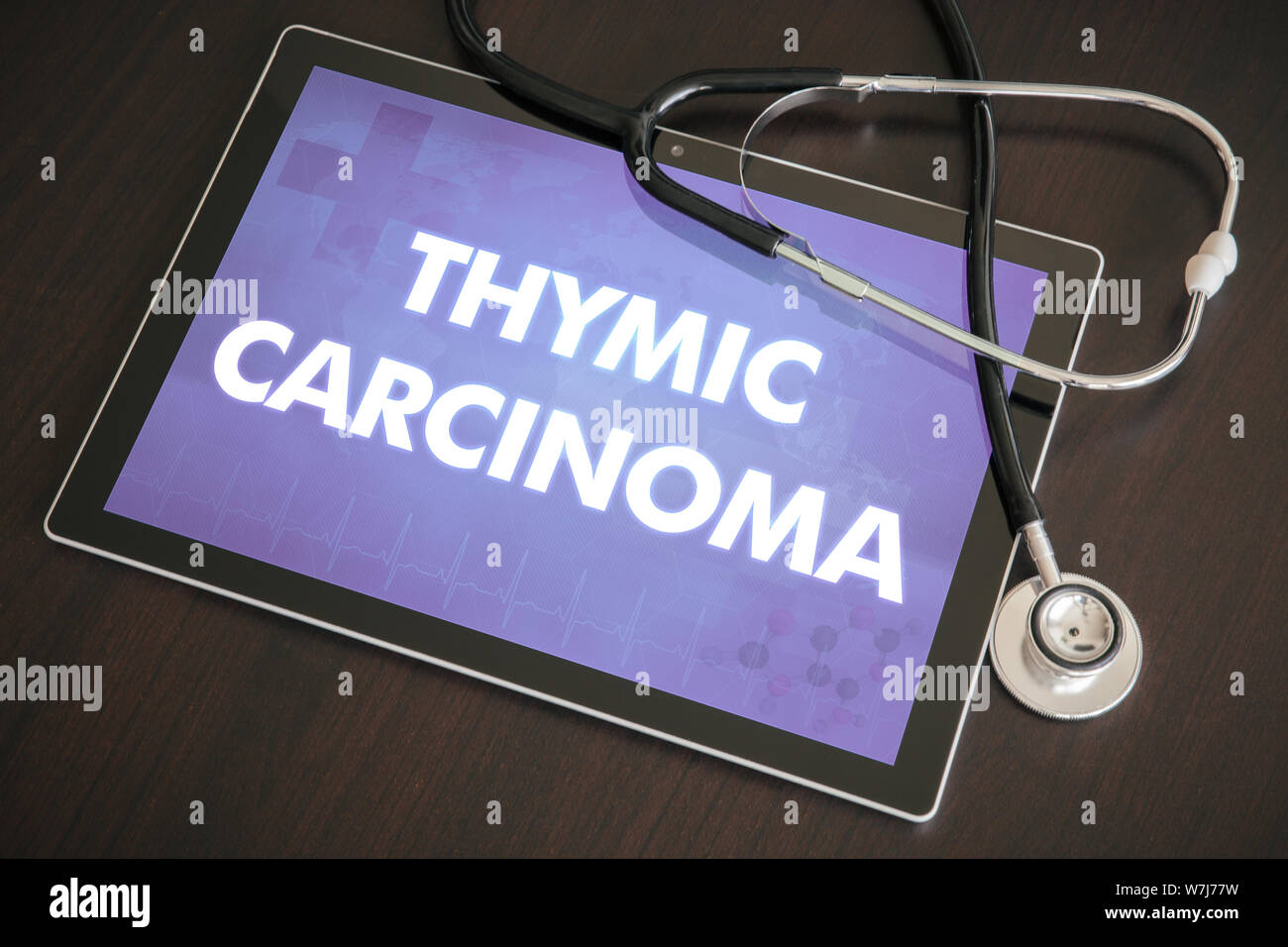 Thymic carcinoma (cancer type) diagnosis medical concept on tablet