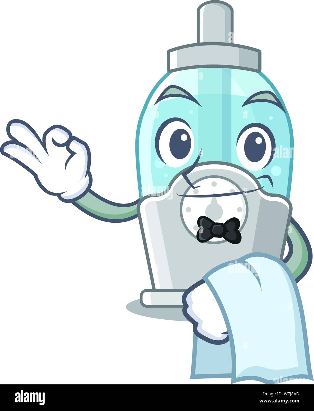 Waiter humidifier clings to the character wall Stock Vector