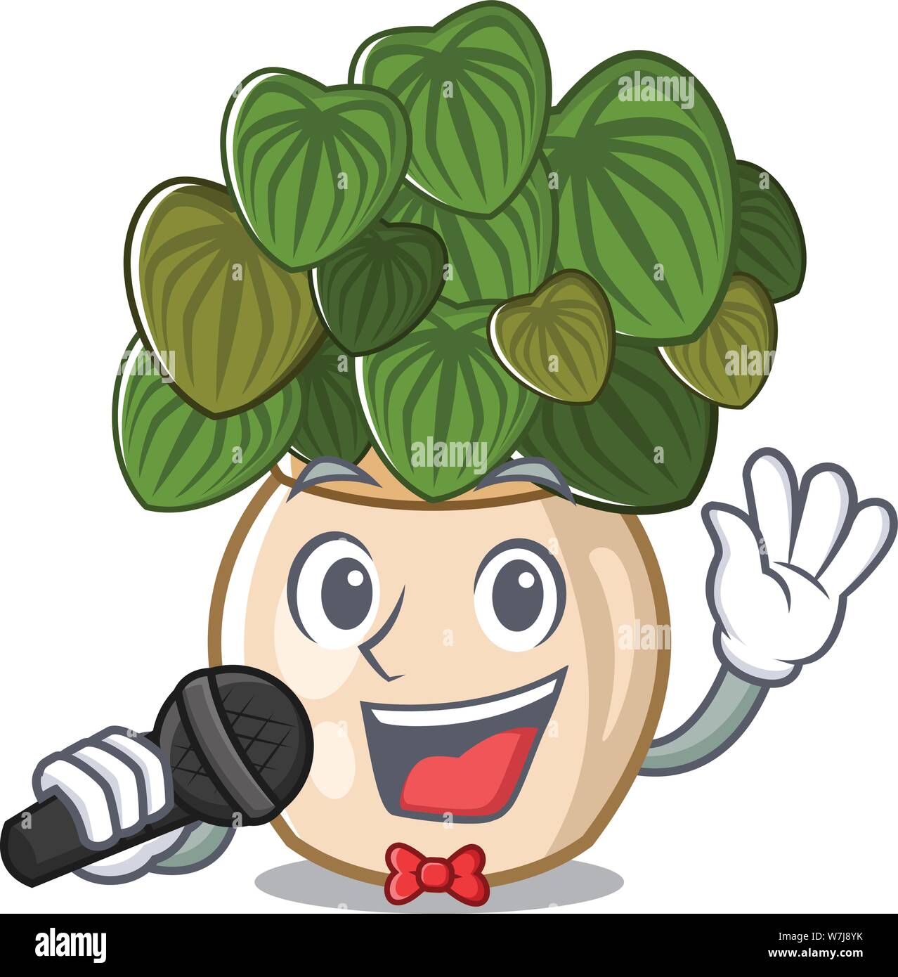 Singing peperomia spreads on the cartoon stems Stock Vector