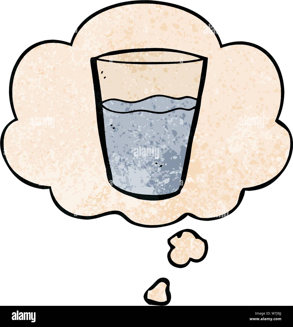 Cartoon Glass Of Water With Thought Bubble In Grunge Texture Style Stock Vector Image Art Alamy