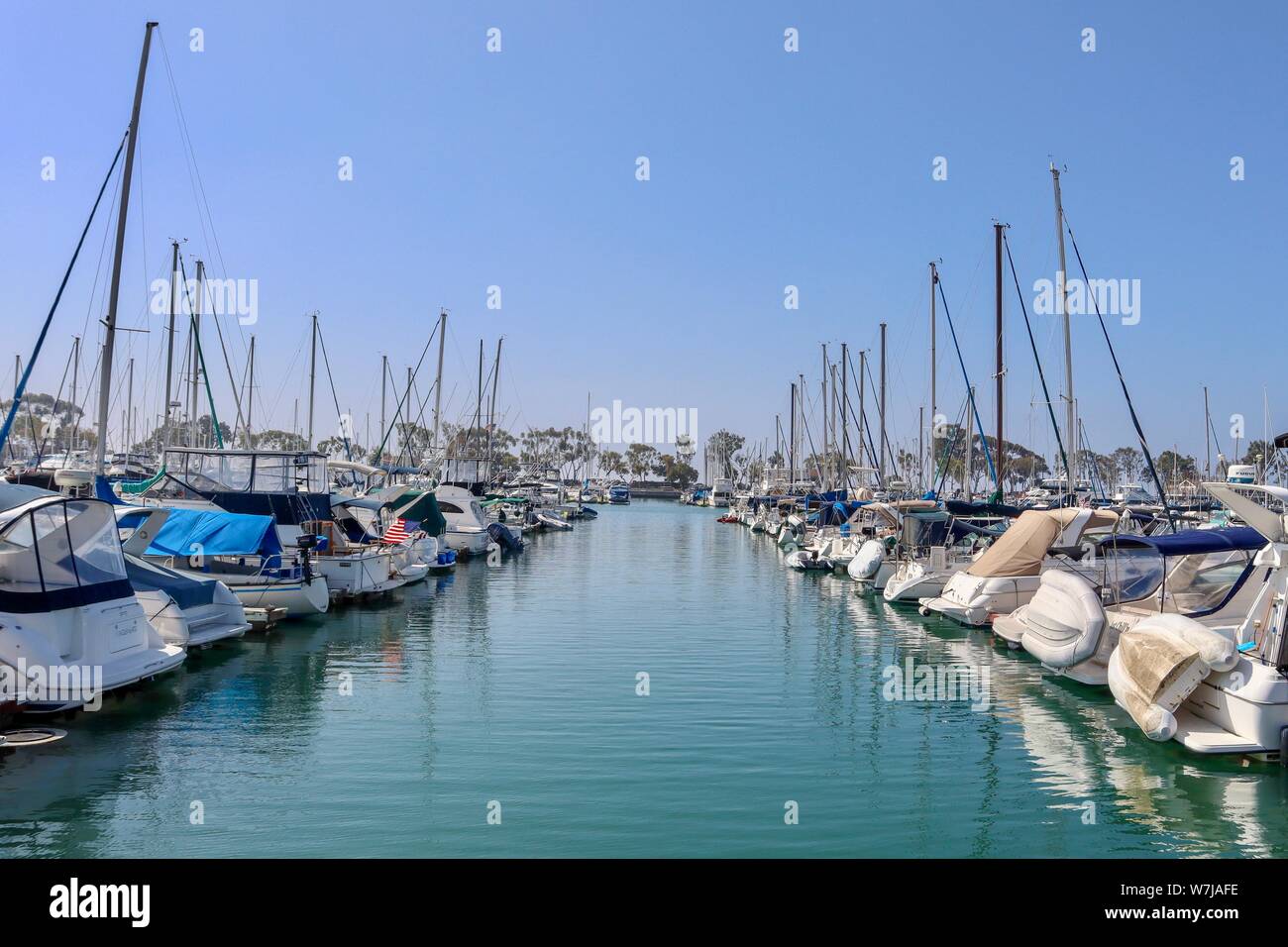 Boats moored in a harbor in Dana Point California Stock Photo Alamy