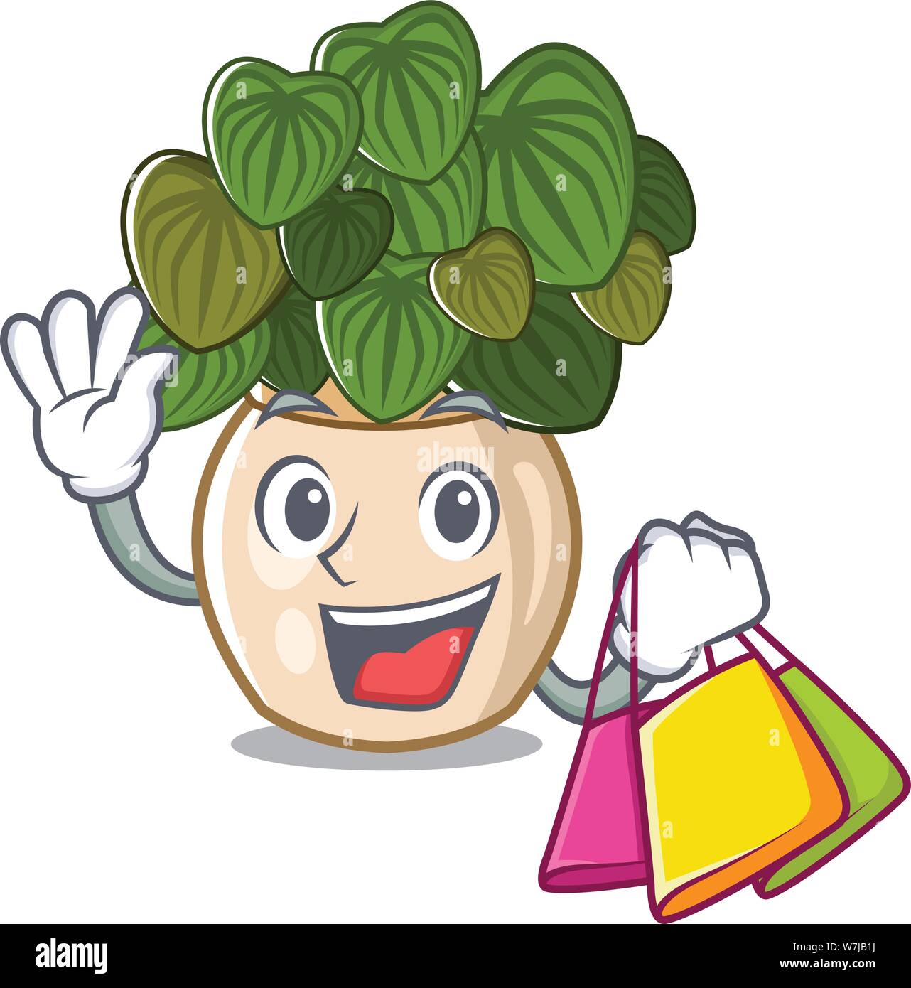 Shopping peperomia isolated within in the character Stock Vector
