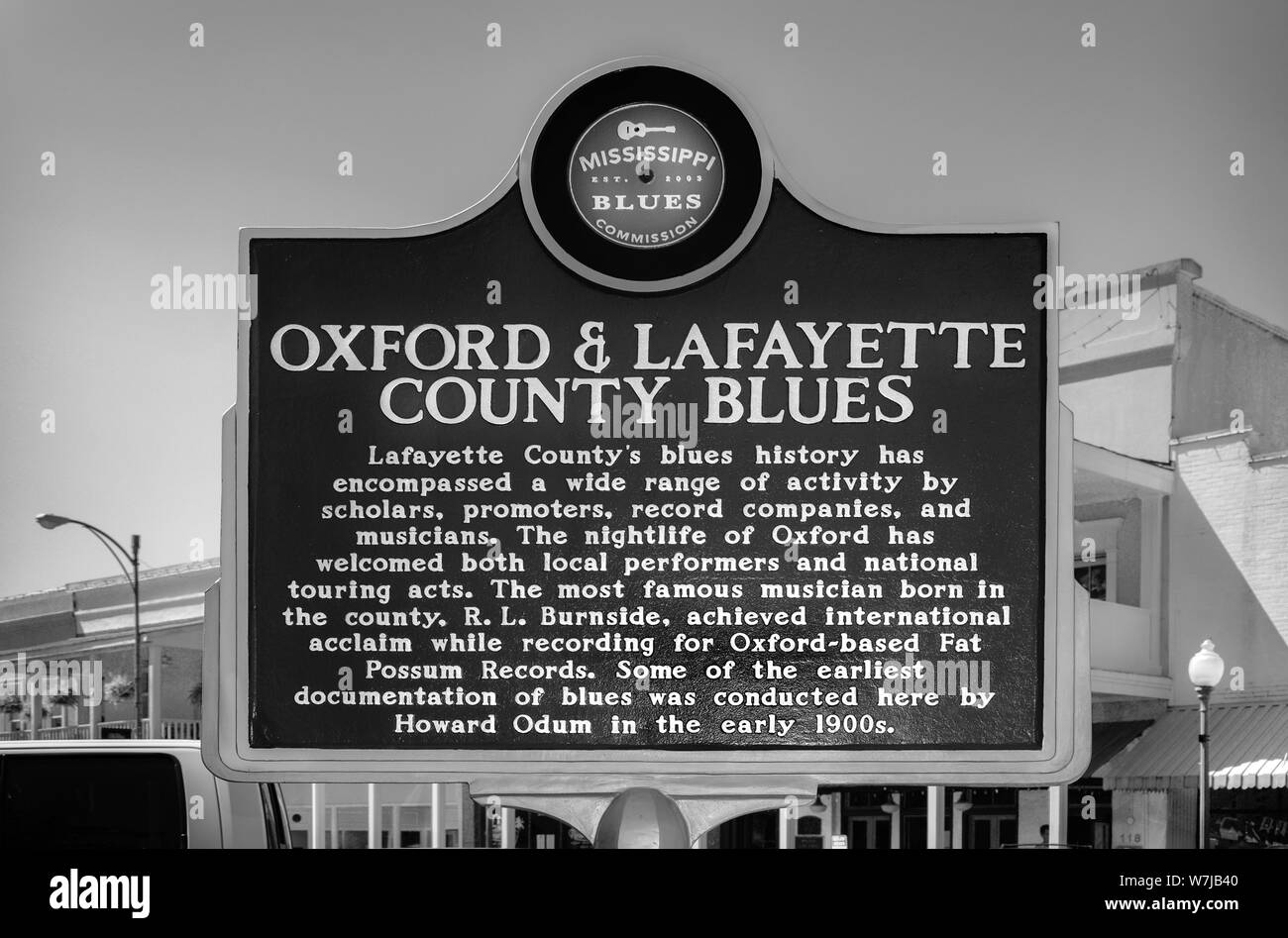 The Oxford & Lafayette county Blues Trail Marker on the Courthouse