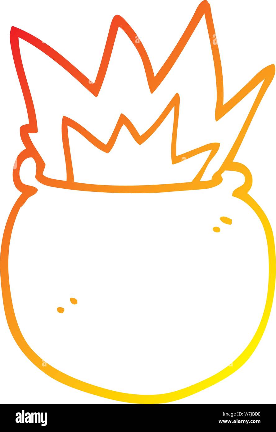 warm gradient line drawing of a cartoon exploding cauldron Stock Vector ...
