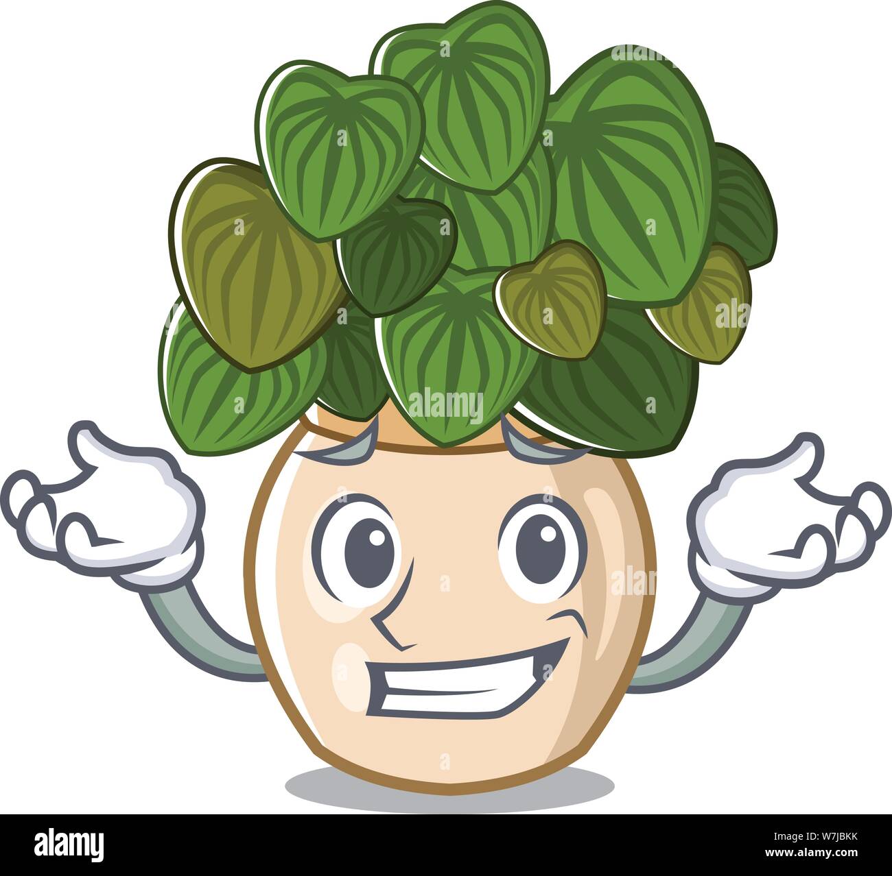 Grinning peperomia isolated within in the character Stock Vector