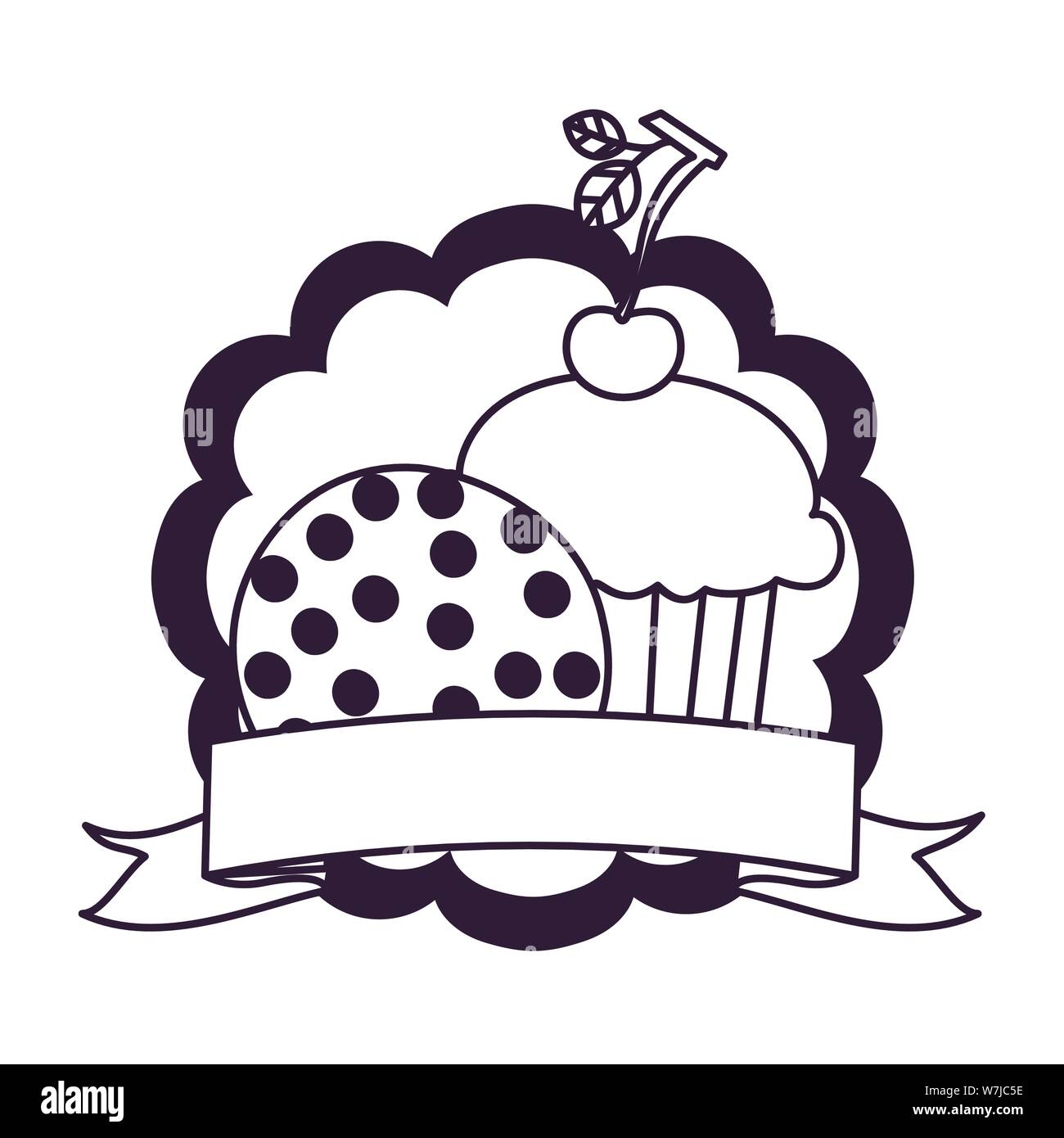 silhouette of delicious bakery cakes and cookies Stock Vector Image ...
