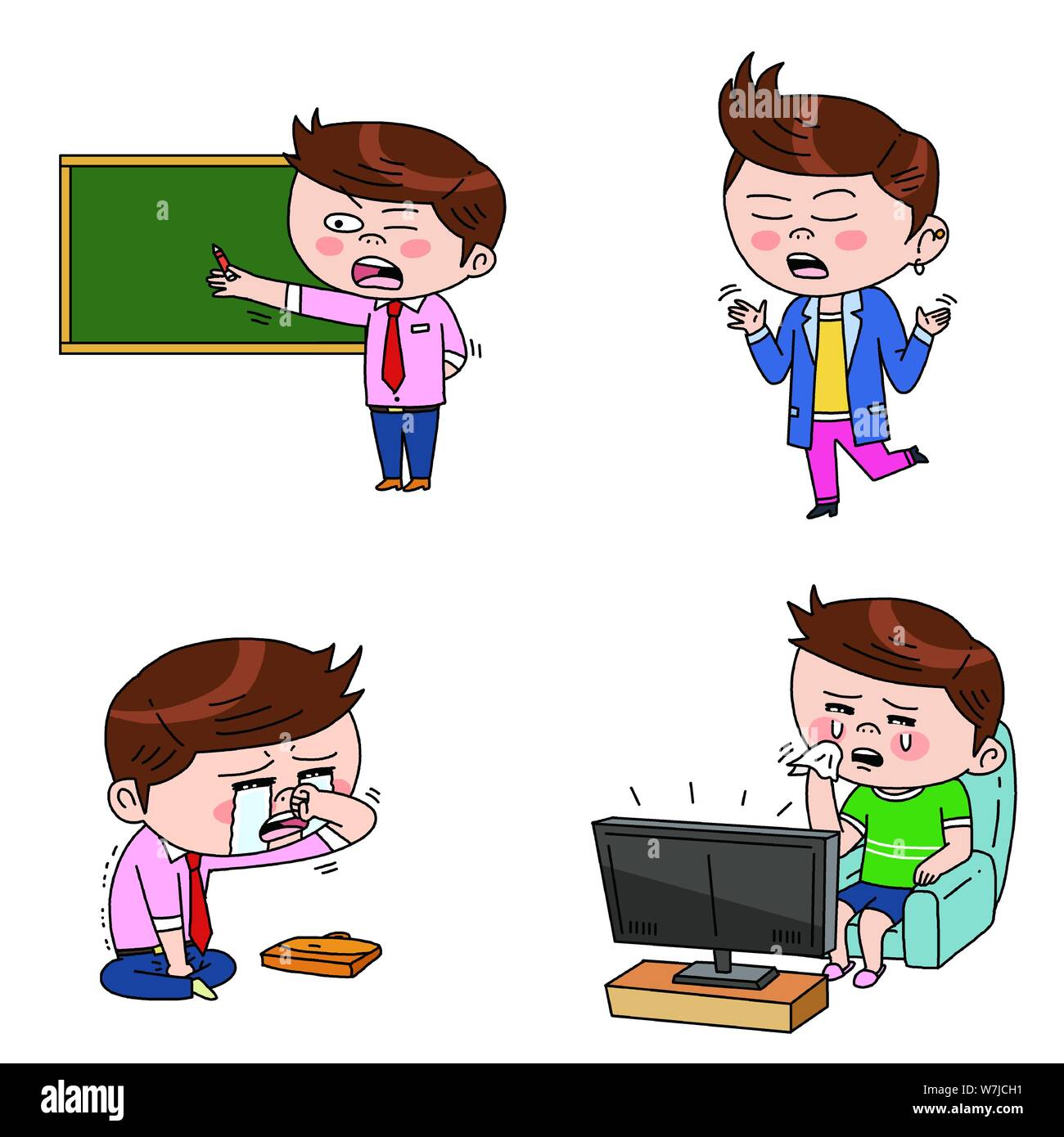 Set of expressions emotions, funny cartoon style illustration 009 Stock ...