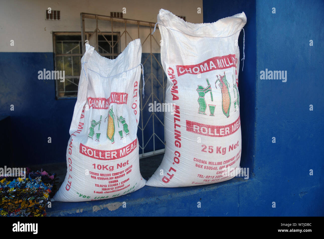 Bags of maize, Mwandi, Zambia, Africa Stock Photo Alamy