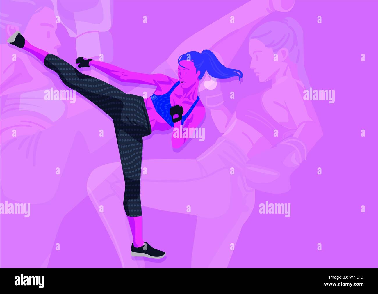 Woman fitness workout in colorful background illustration 004 Stock ...