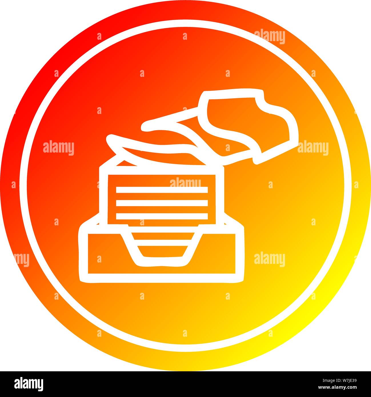 office paper stack circular icon with warm gradient finish Stock Vector ...